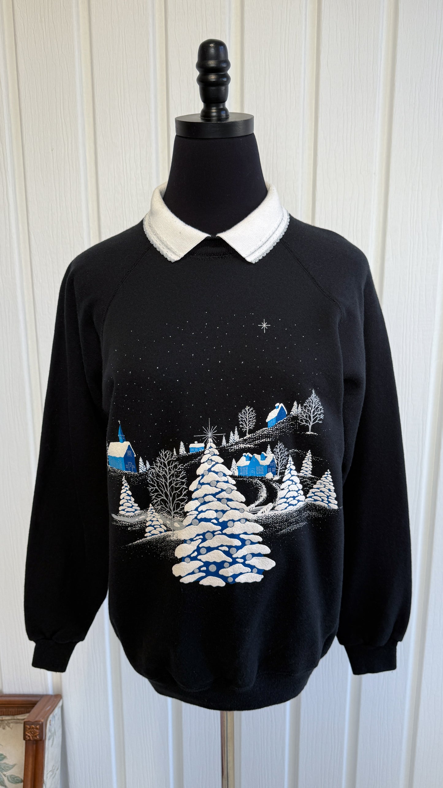 Chandail crewneck noir village- small
