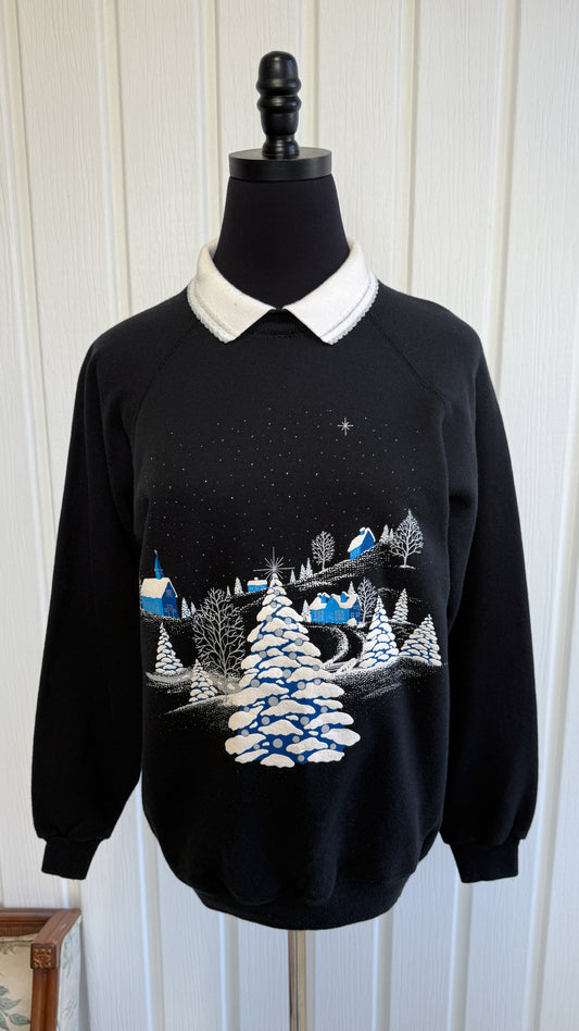 Chandail crewneck noir village- small