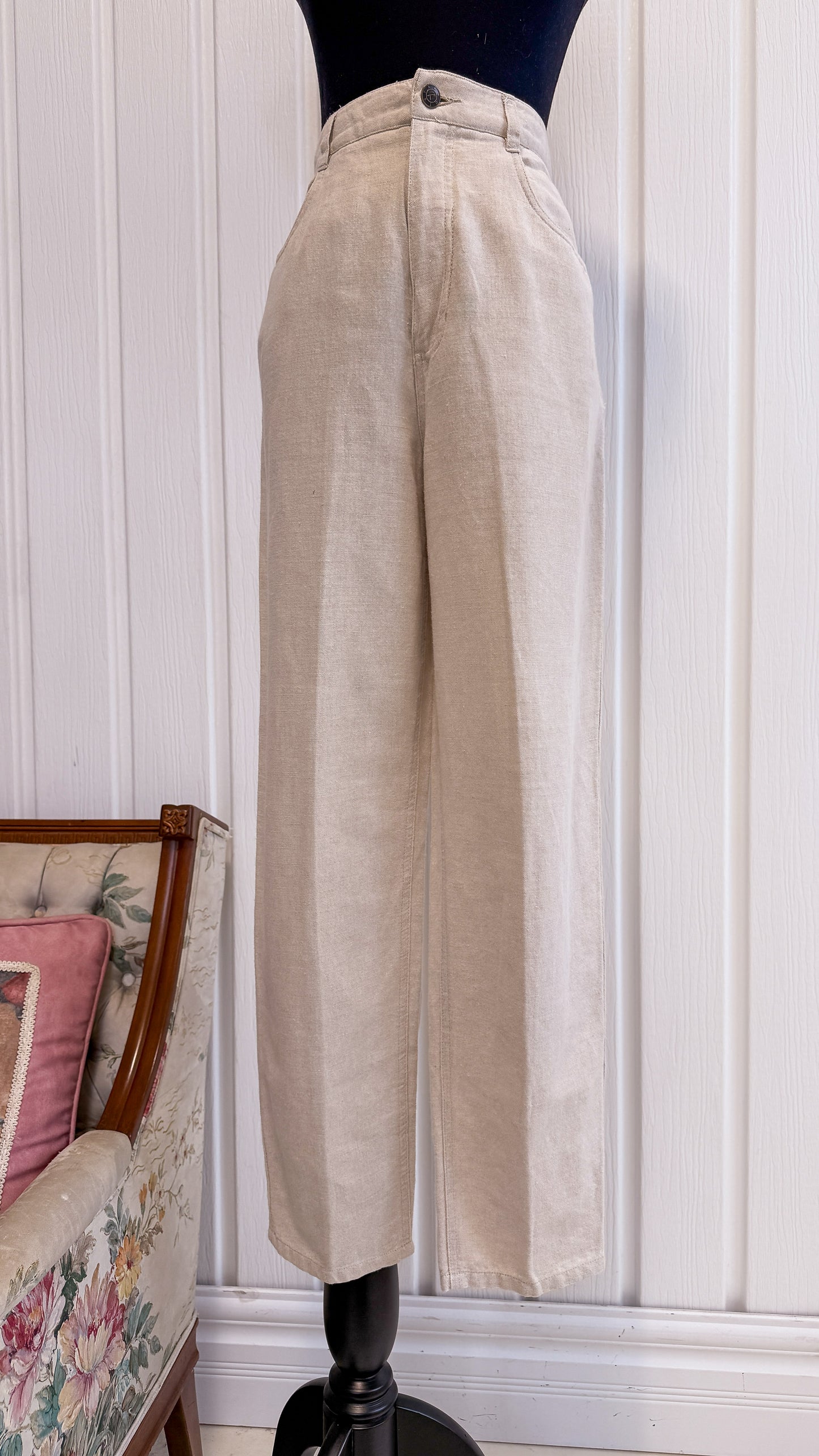 Pantalons en lin beige - medium