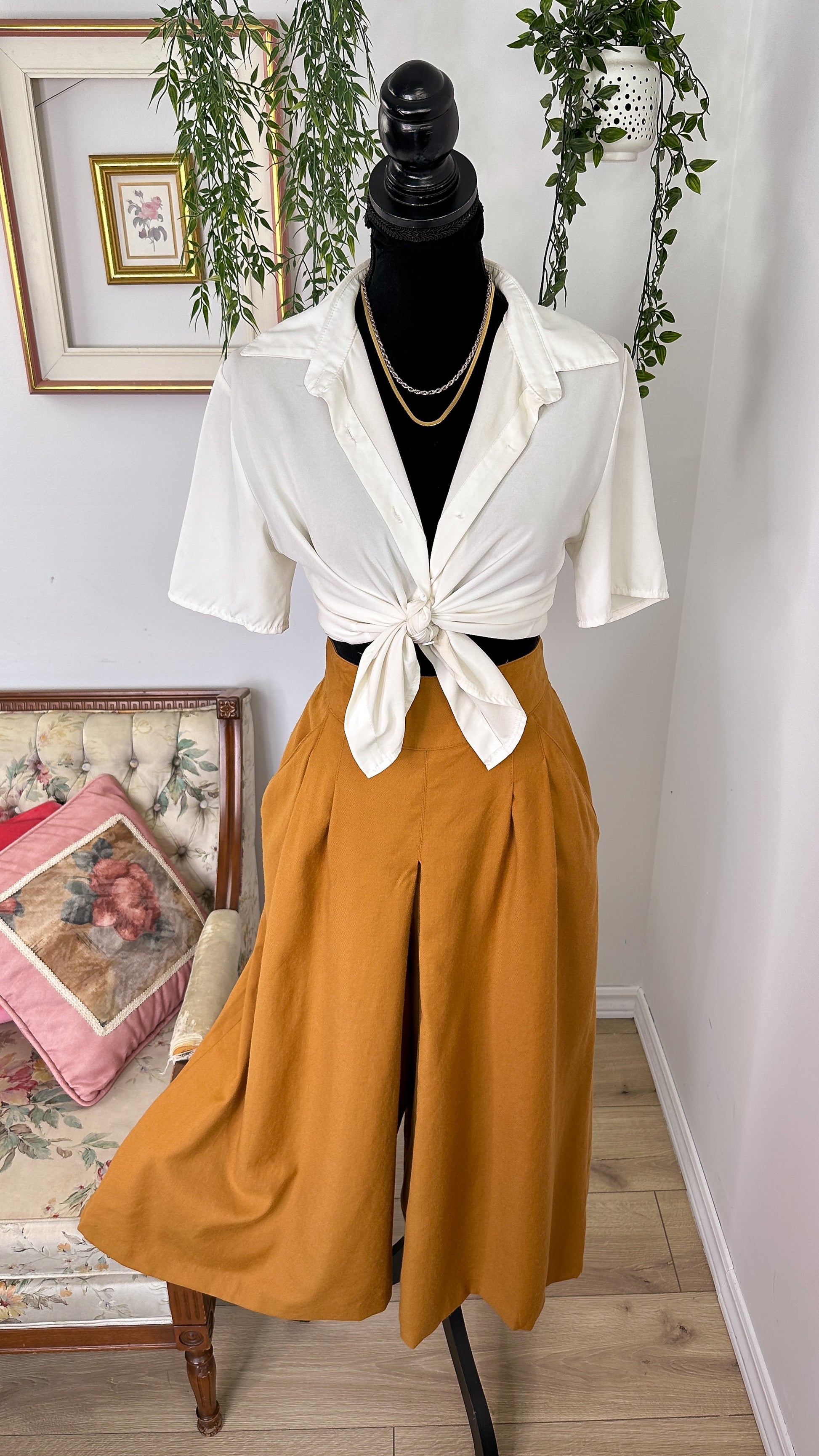 Mustard yellow palazzo pants small Friperie