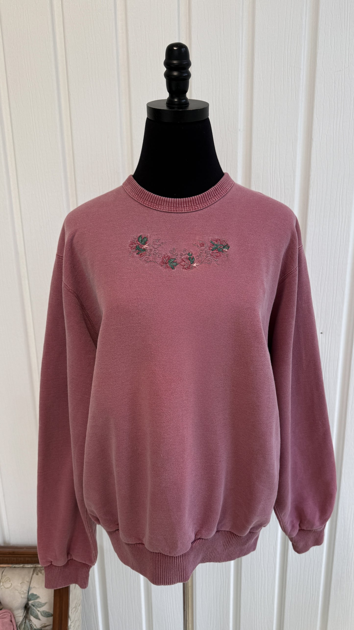 Chandail crewneck rose fleuris- medium