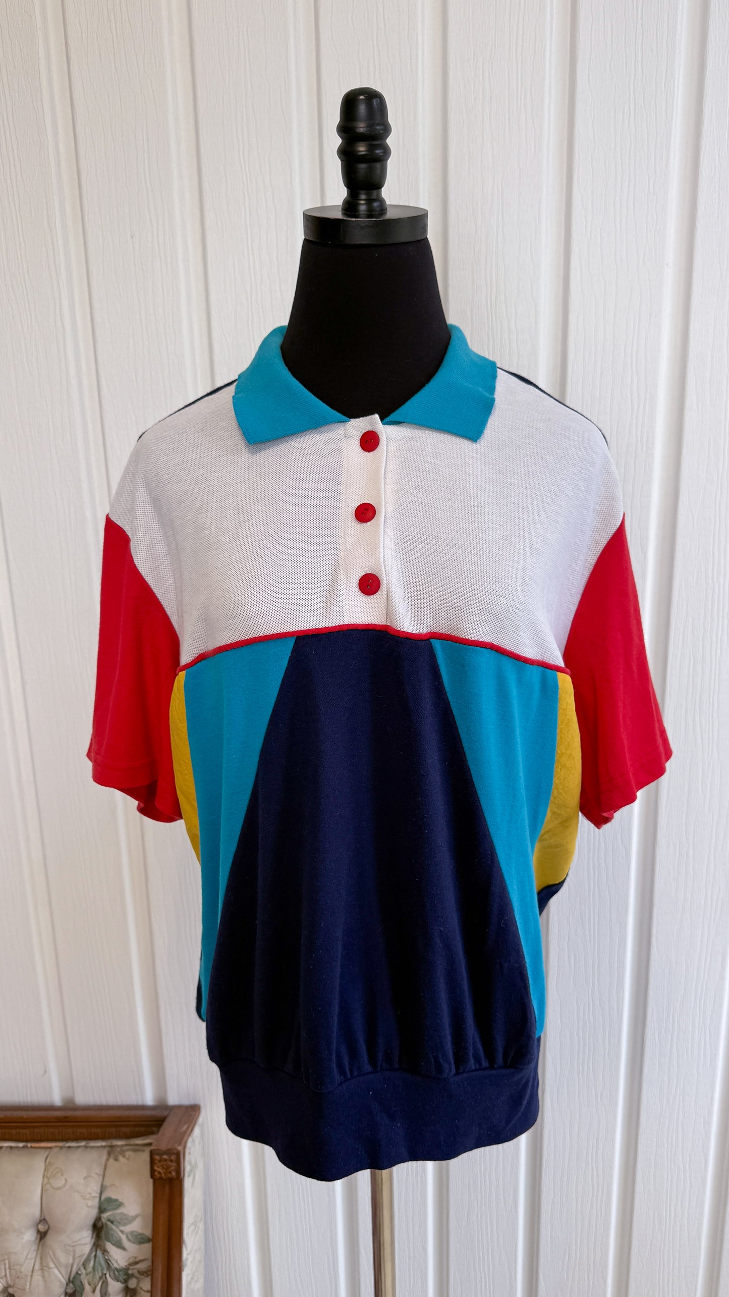 T-shirt polo colorblock- large