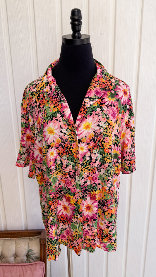 Chemisier noir fleuris - medium