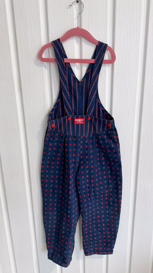Enfants- salopette marine fleurie rouge Oshkosh- 6X