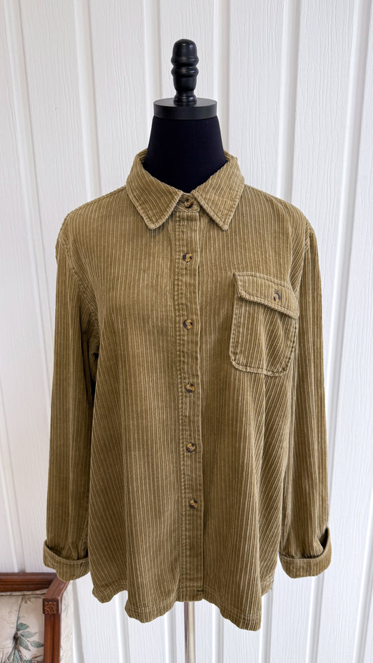 Chemisier en gros corduroy beige- large