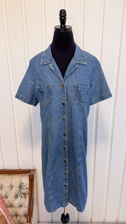 Robe chemisier en jeans dos ouvert- large