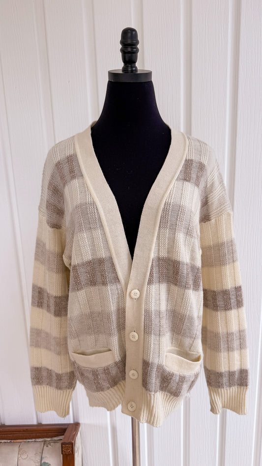 Cardigan tricot beige rayé- medium