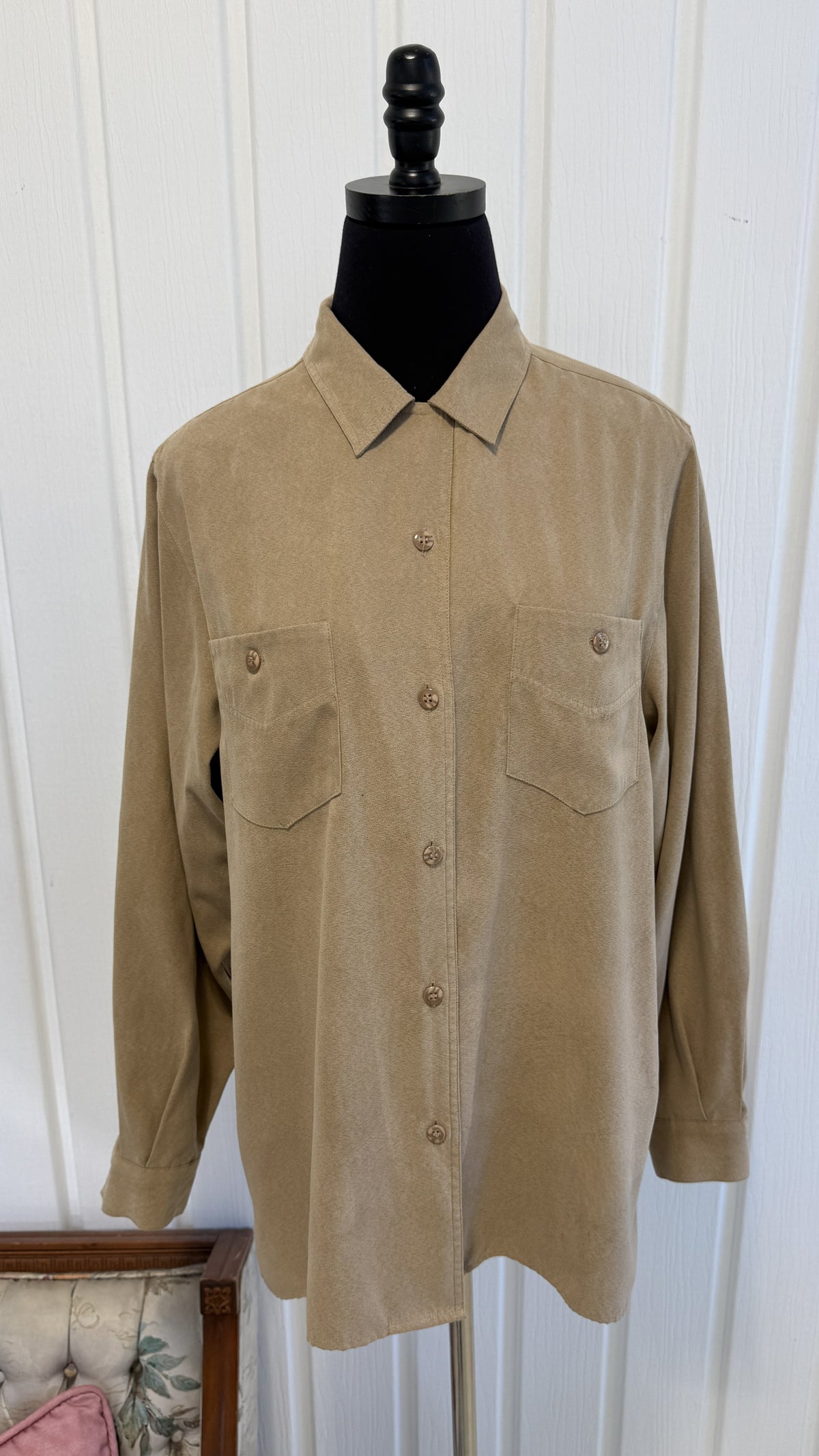 Chemisier en faux suede beige- medium