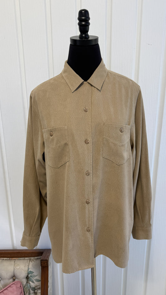 Chemisier en faux suede beige- medium