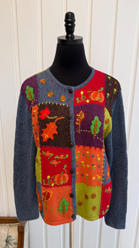 Cardigan tricot motifs d’Automne- medium