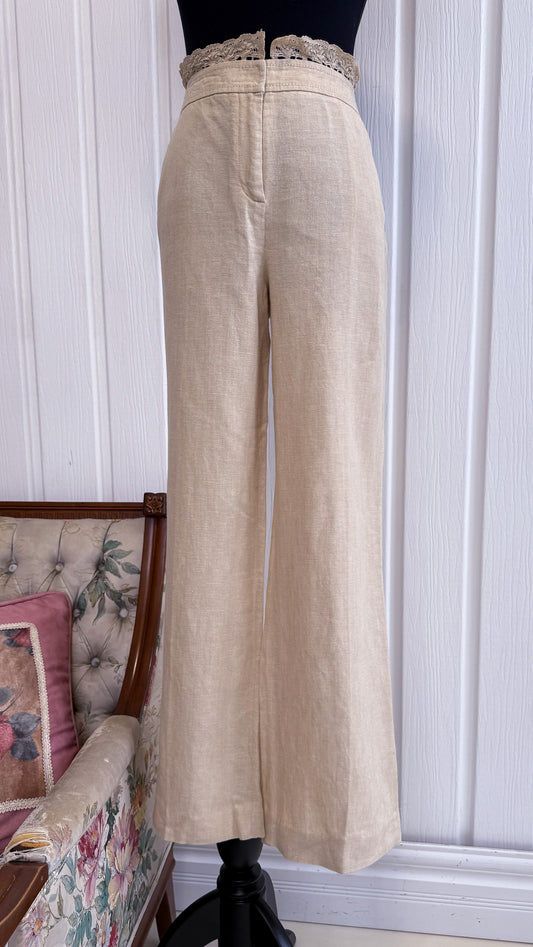 Pantalons en lin détails de dentelle- medium