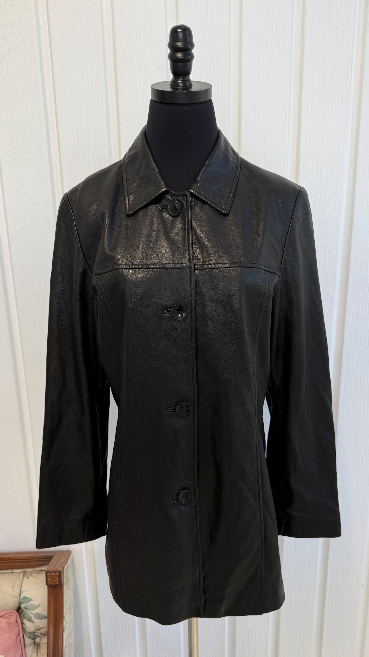 Manteau en cuir mi-long- small