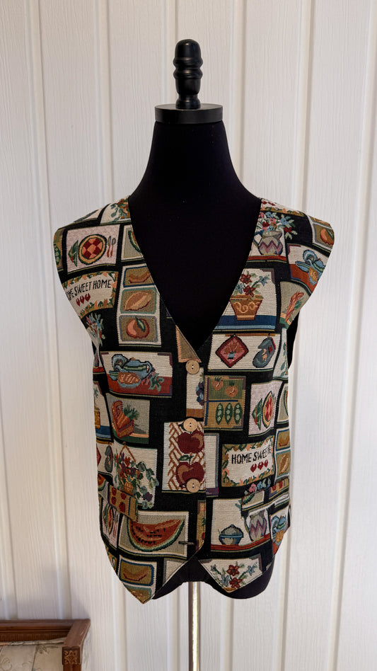 Gilet motifs fruits et fleurs- medium