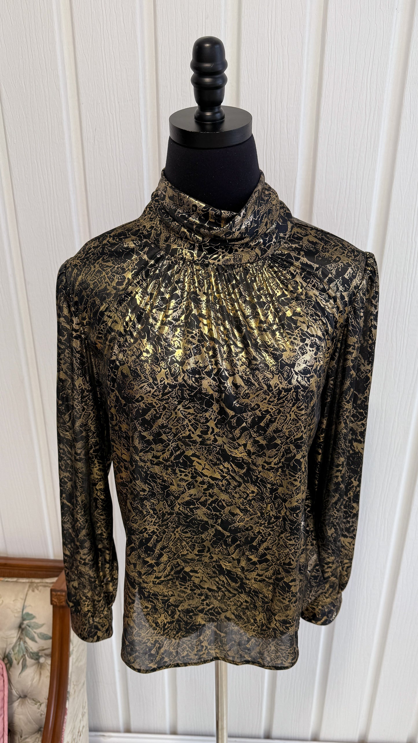 Gold and black turtleneck blouse - medium
