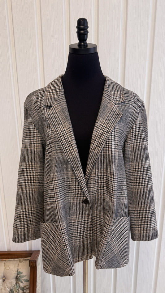 Blazer carreauté noir,beige et blanc- large
