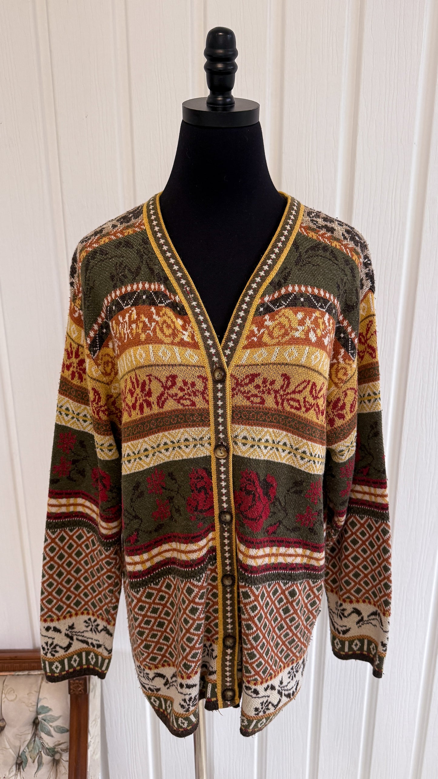 Cardigan en tricot rayures à motifs- medium