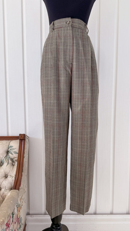 Pantalons beige carreauté rouge et vert- small