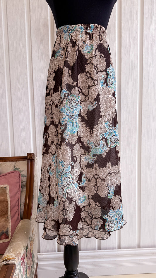 Jupe brune à motifs bohème- medium