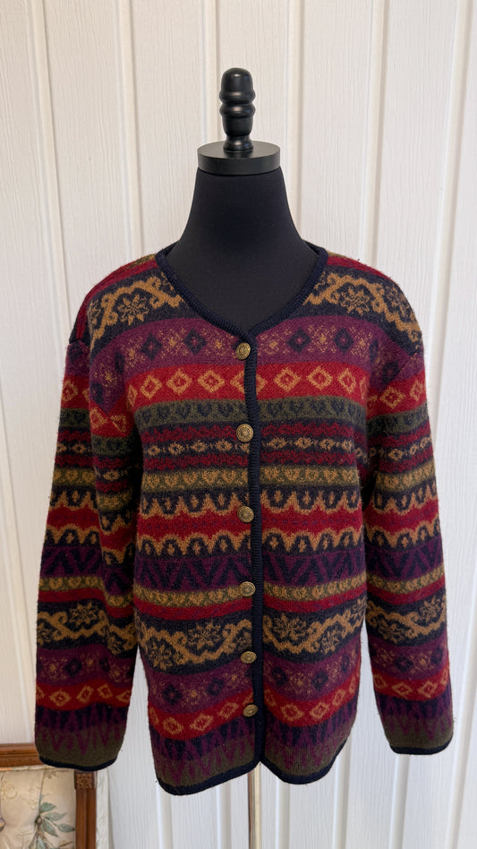 Cardigan tricot rayures à motifs- medium