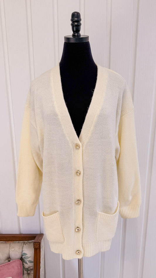 Cardigan oversize en tricot crème- small
