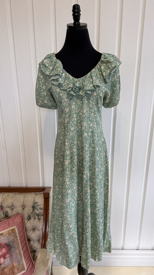 Robe verte memthe fleurie- small