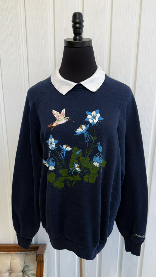 Chandail crewneck marine colibris- medium