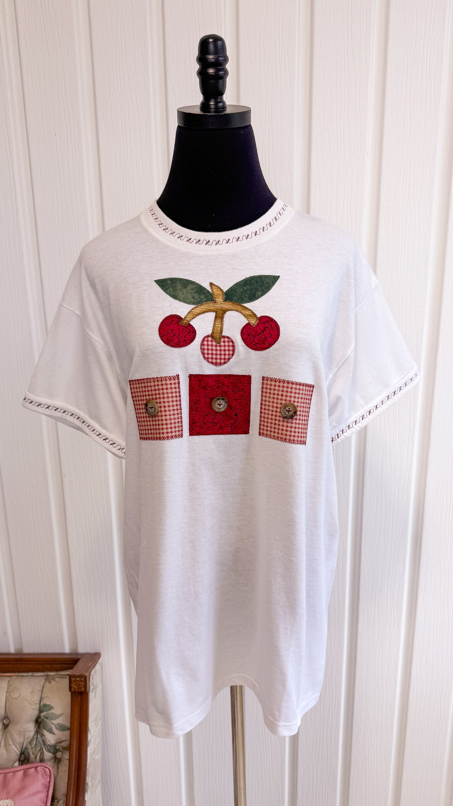 T-shirt blanc cerises - medium