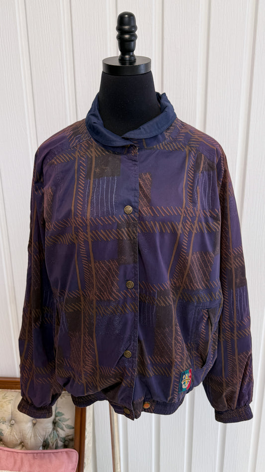 Purple plaid windbreaker coat - medium
