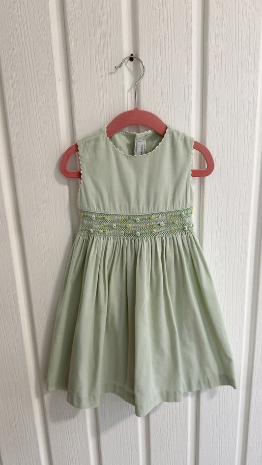 Enfants- robe verte fleurie- 3