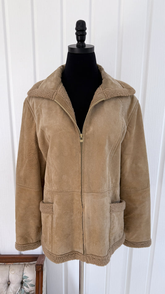 Manteau en suède et sherpa beige- medium