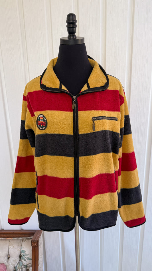 Veste en polar rayé jaune,rouge et noir- medium