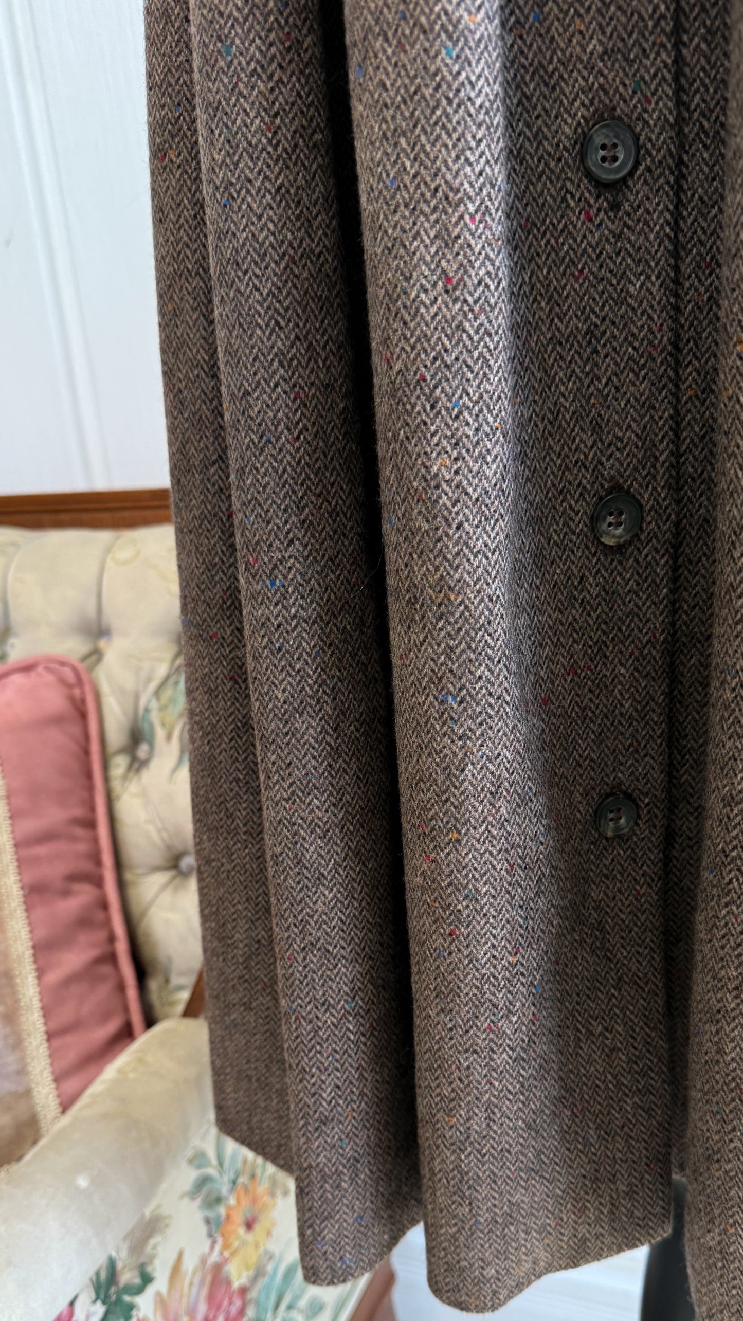 Jupe en lainage brune moucheté multicolore- small