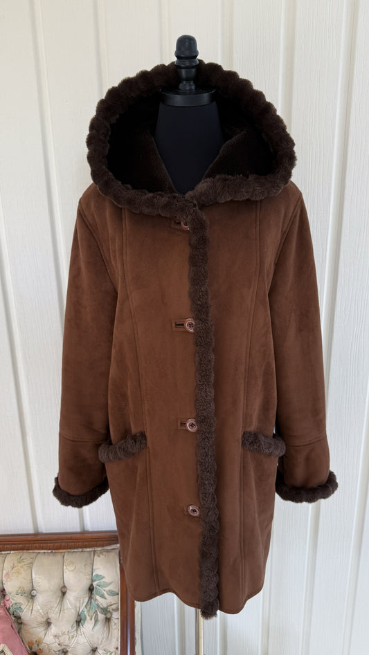 Manteau en faux suède brun- medium