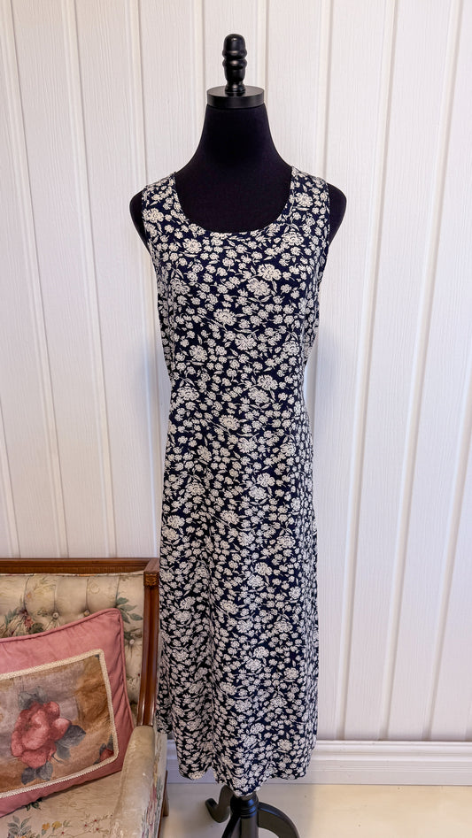 Robe marine fleurie beige- medium