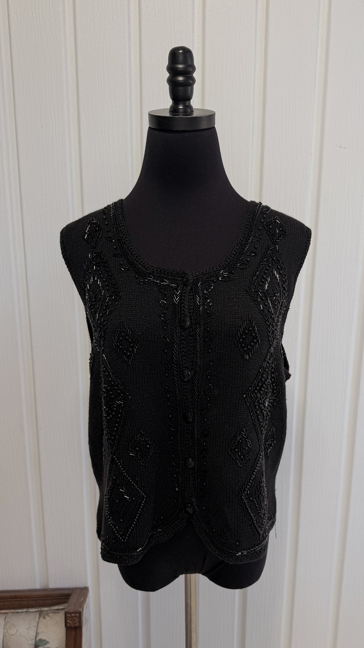 Veste sans manches noir losanges à pailletes- medium