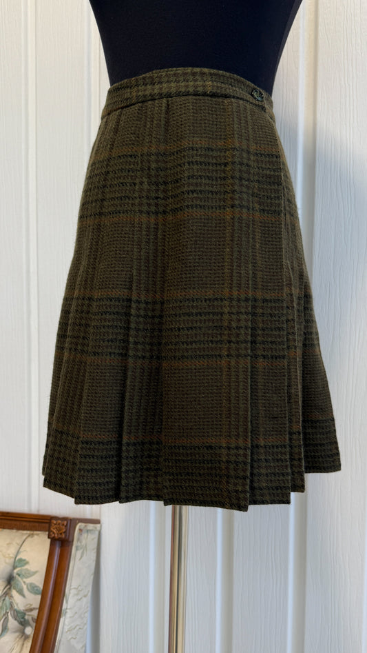 Jupe porte-feuille verte carreauté- small