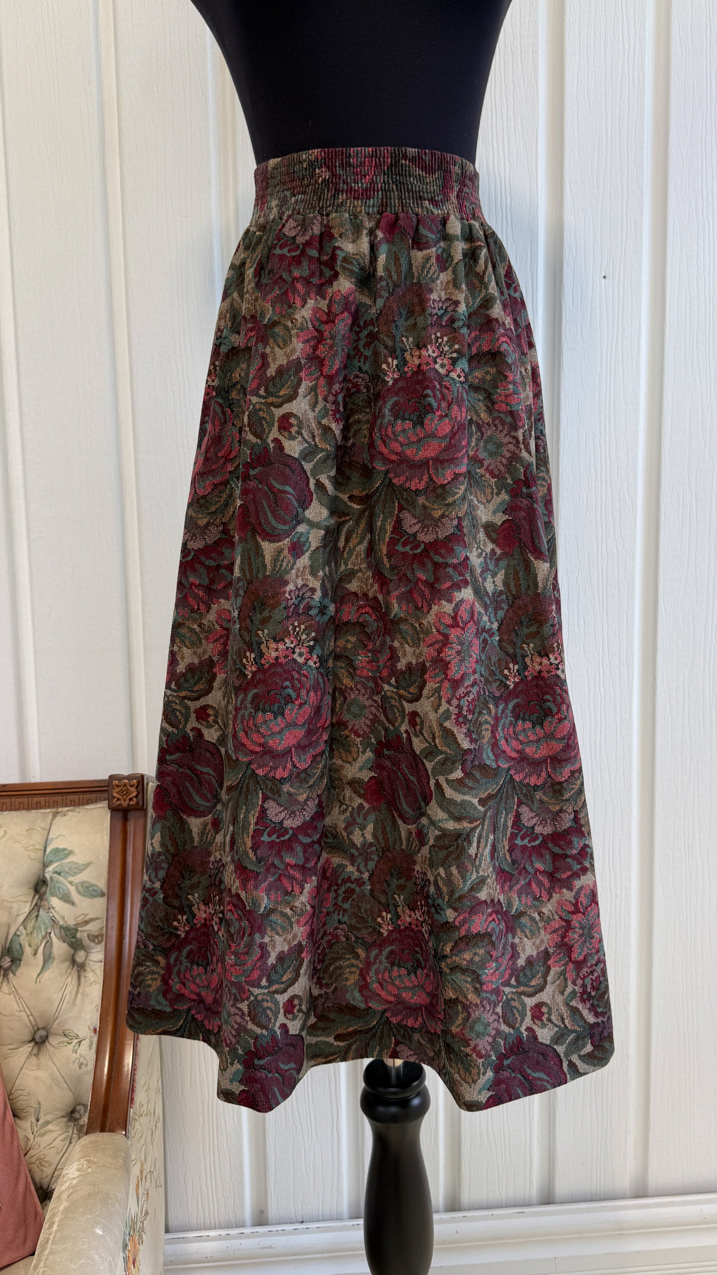 Jupe verte fleuris rose - small/medium