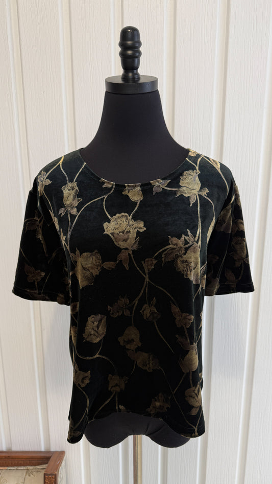 T-shirt en velours fleuri- medium