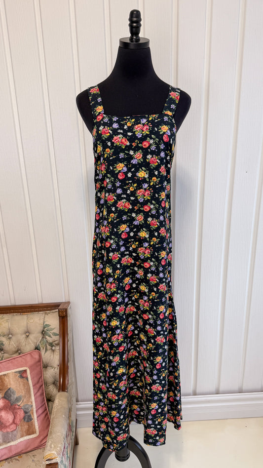 Robe noire fleurie longue - small