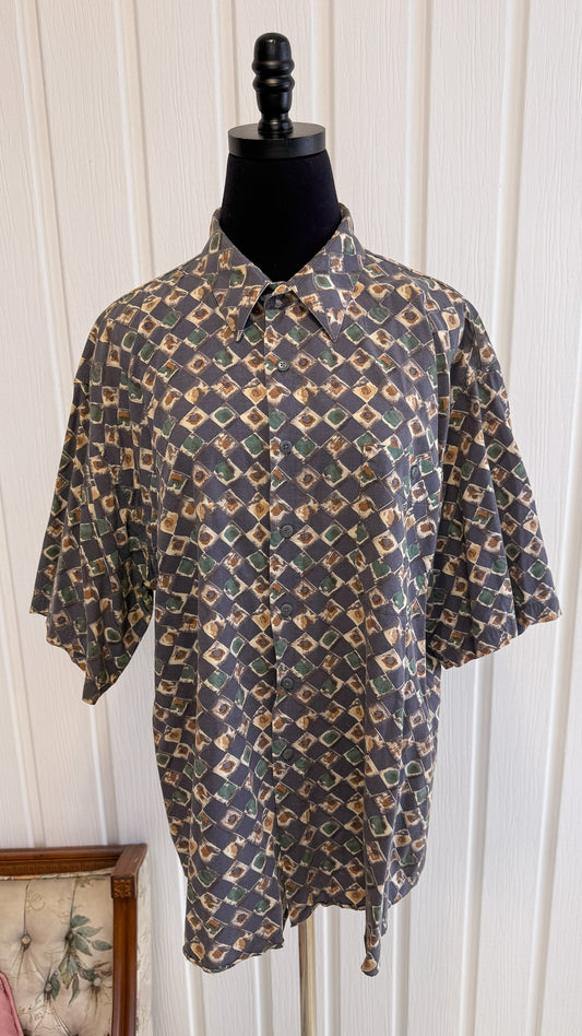 Chemisier manches courtes mauve losanges- taille plus