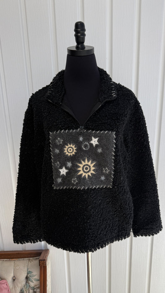 Chandail en polar noir étoiles- small