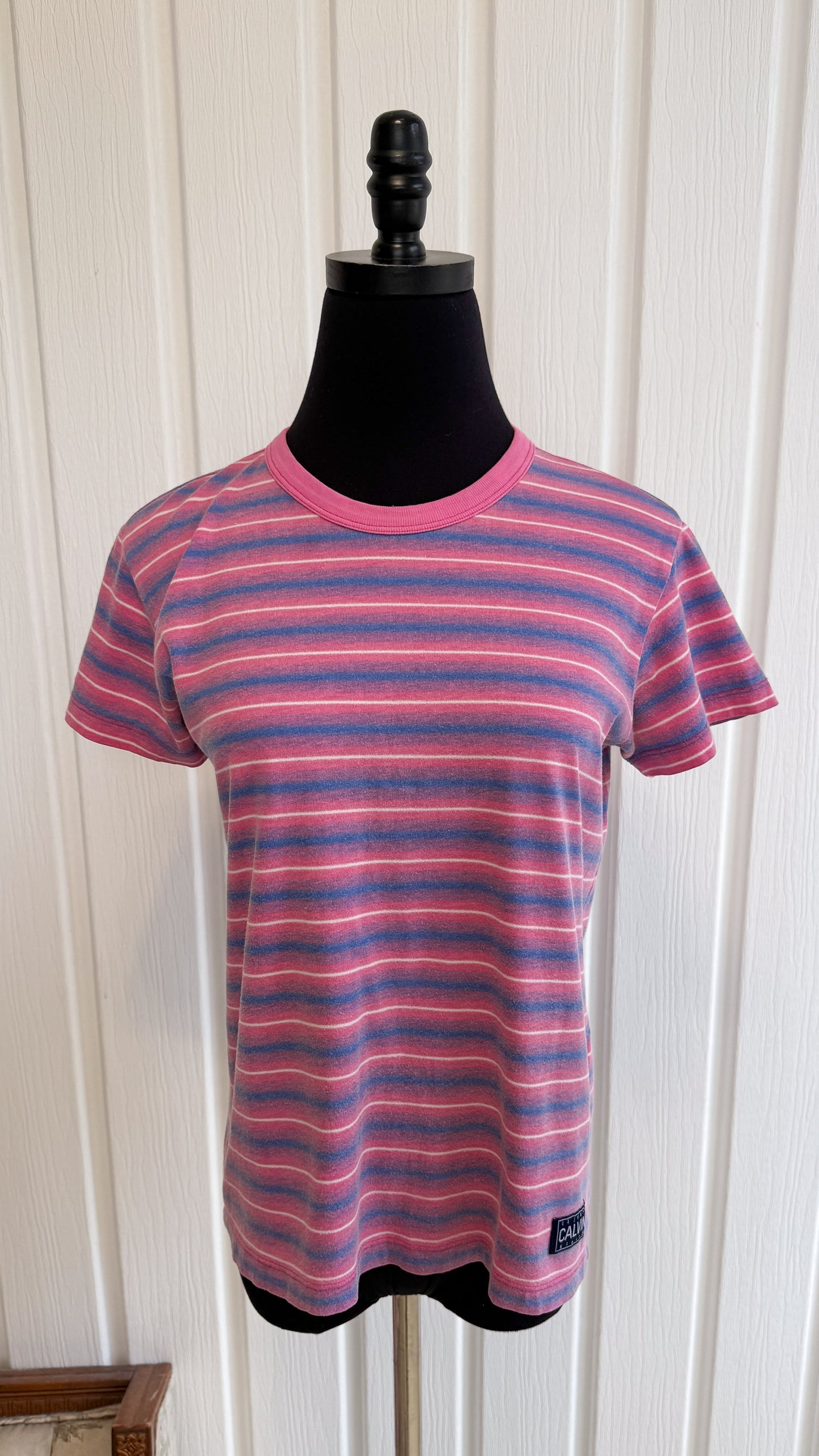 T-shirt rayé rose et bleu CK- medium