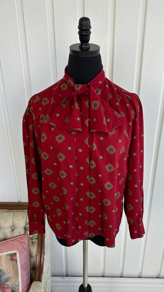 Chemisier rouge motifs fleuris- medium