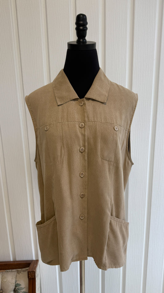 Beige faux suede vest - large