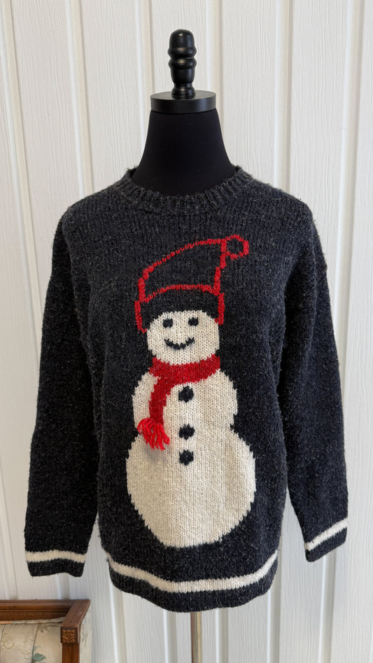 Chandail tricot marine bonhomme de neige- small