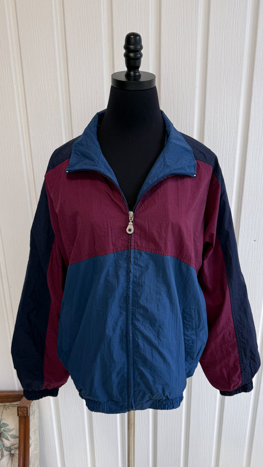 Burgundy and navy windbreaker- large