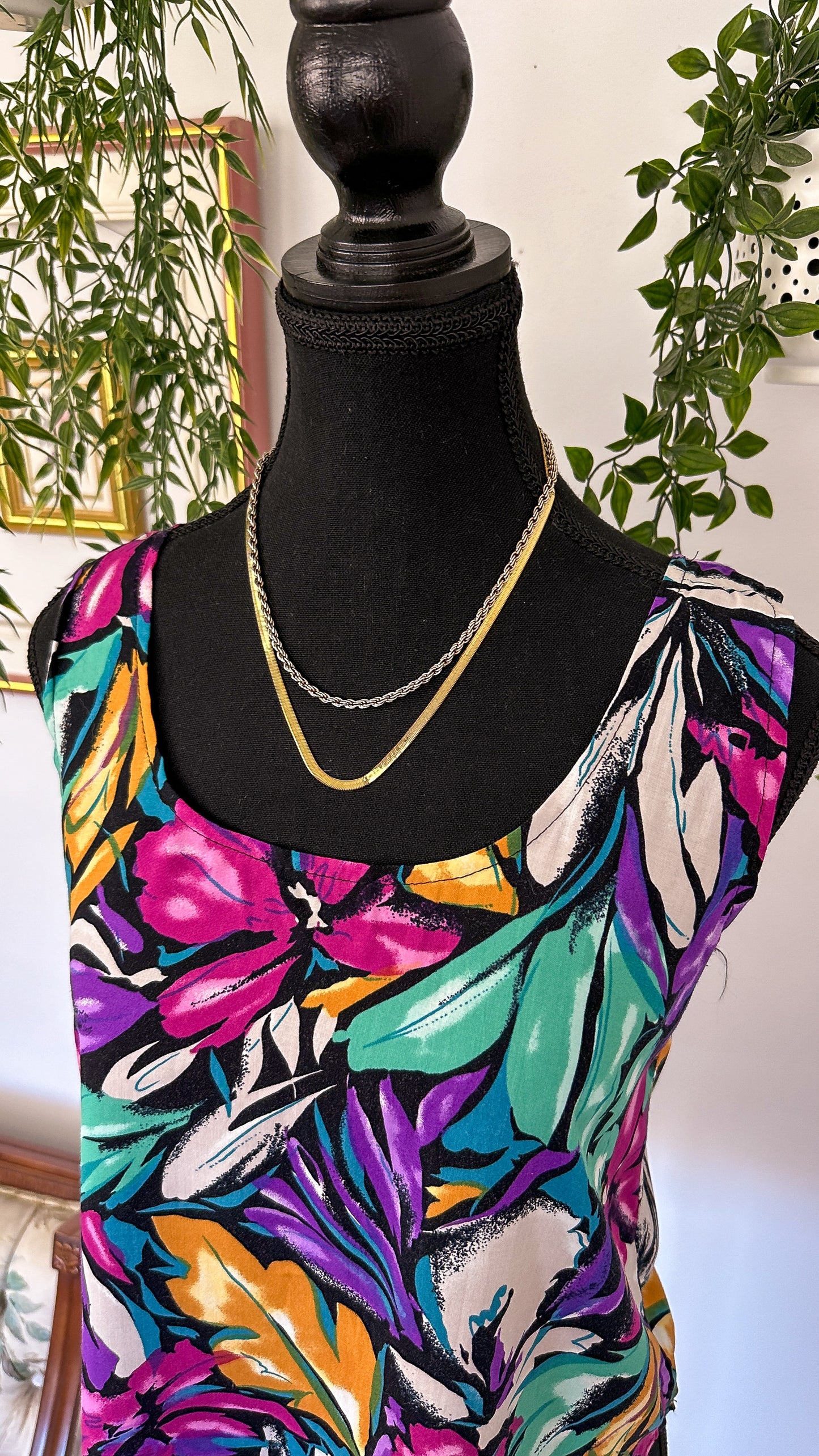Haut noir motifs tropical- medium