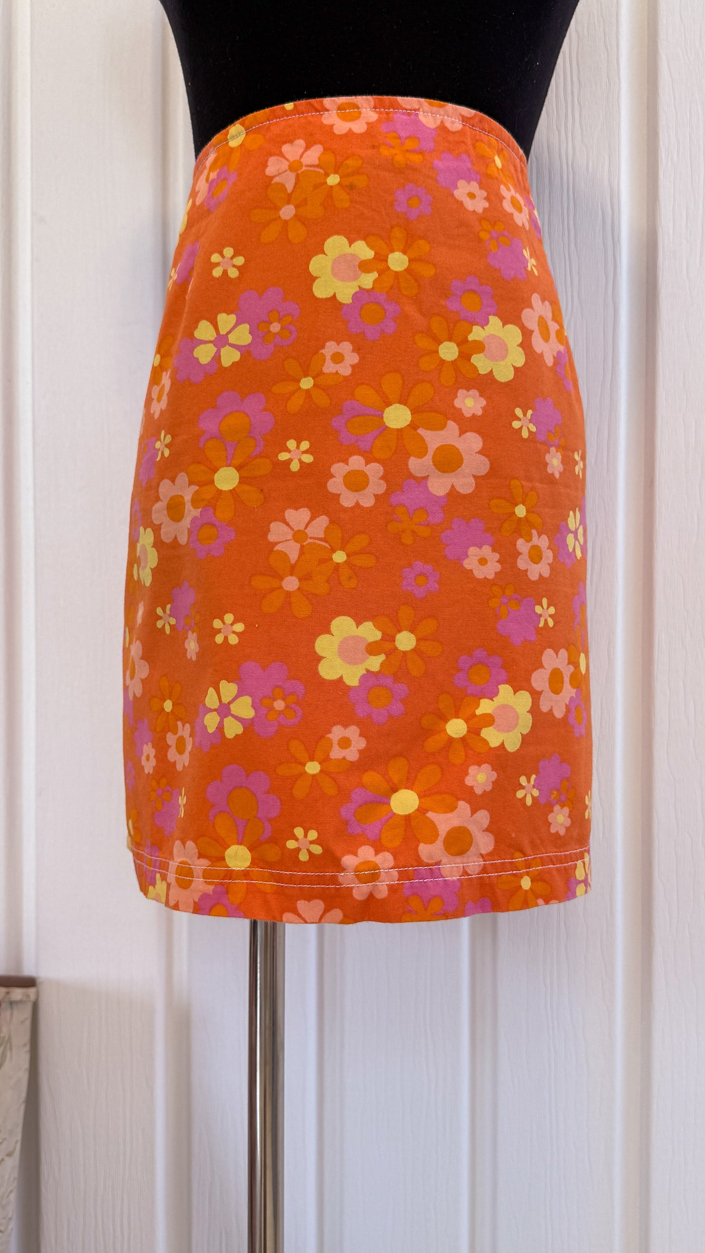 J.Crew orange floral straight skirt - large