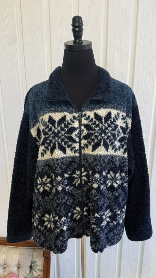 Veste en polar marine flocons- large