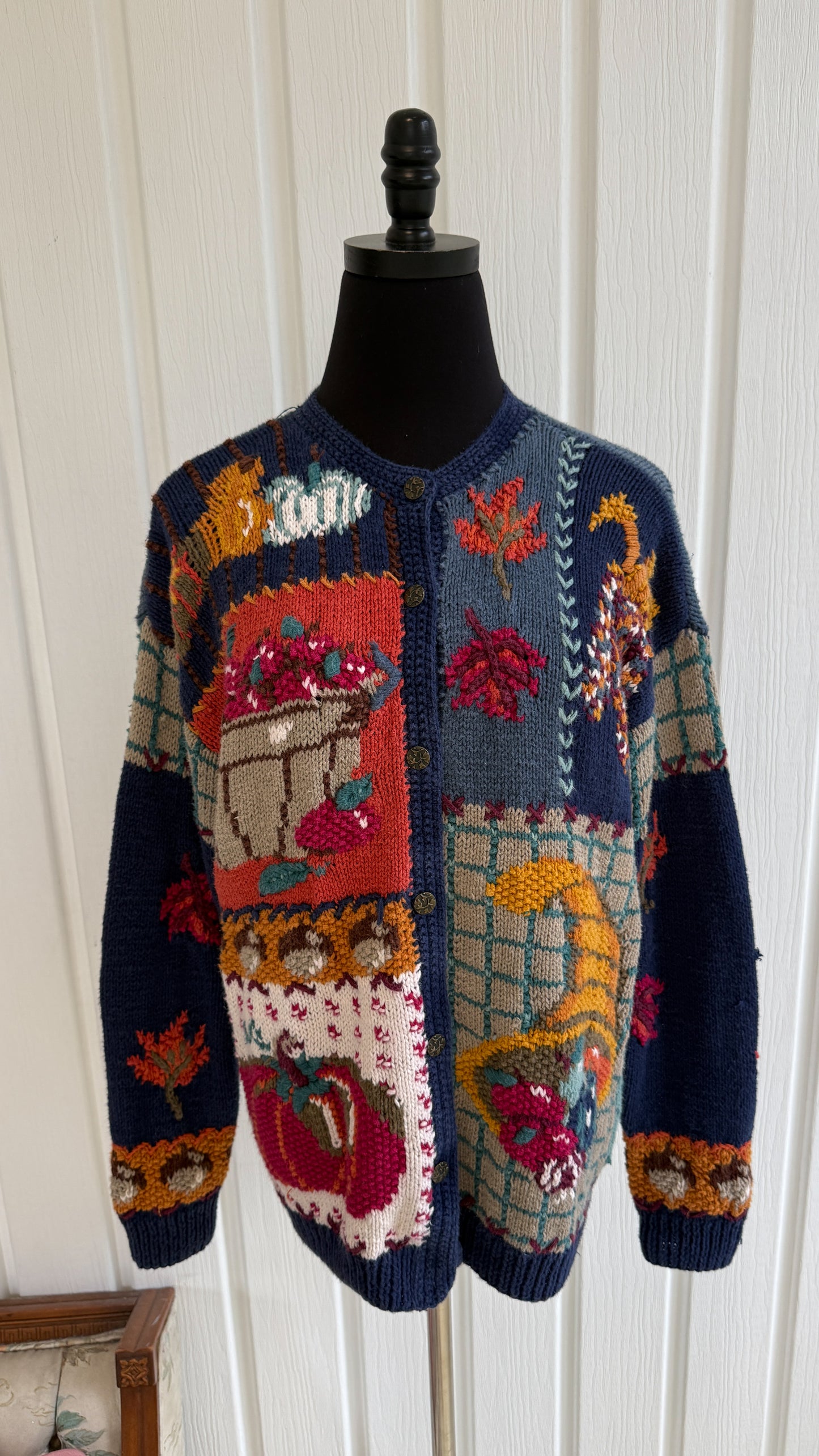Cardigan tricot marine motifs automne- medium